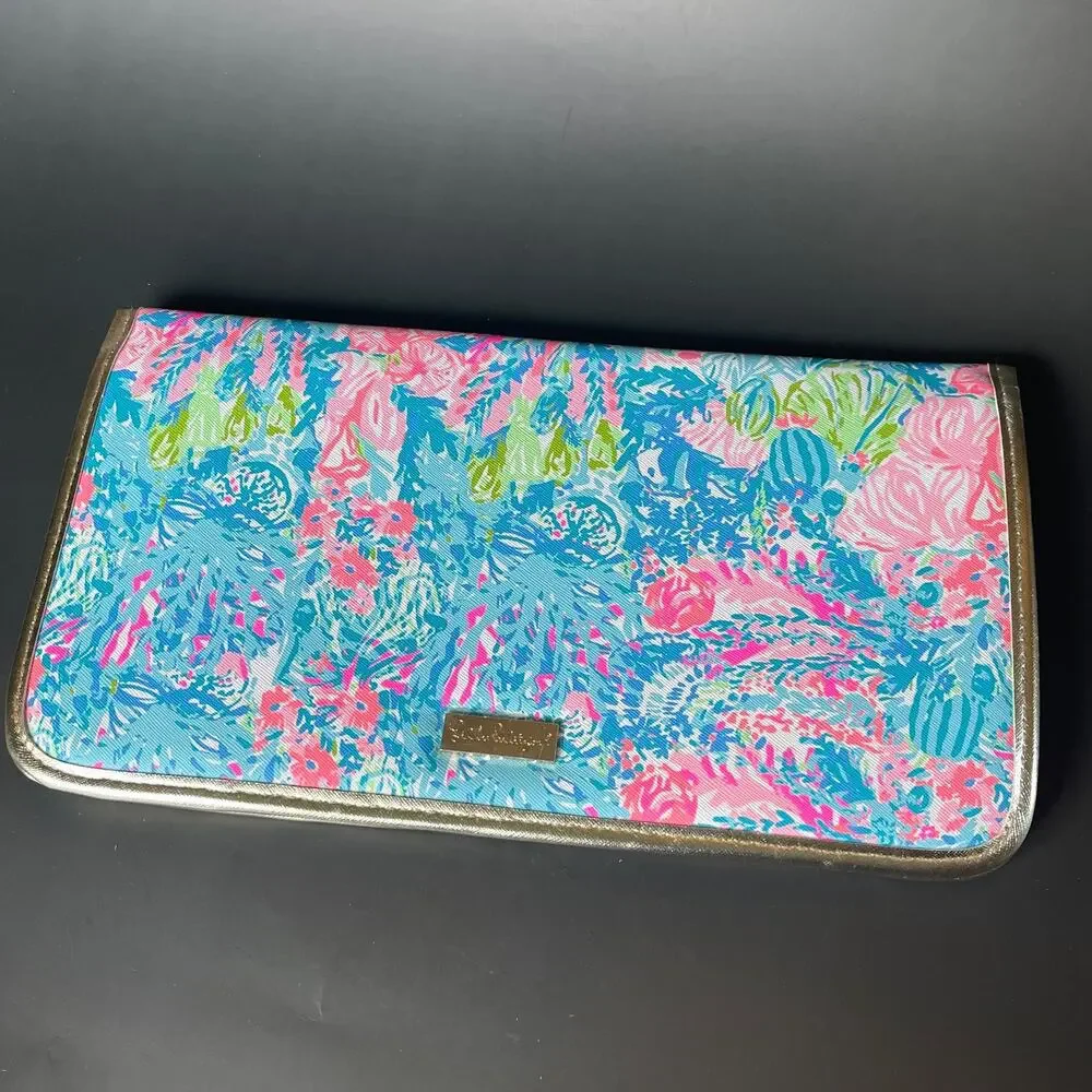 Lilly Pulitzer Vintage Floral Travel Wallet Clutch Organizer Zip Pouch